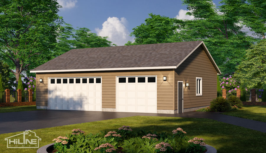 Image of HiLine Homes Garage Plan 1216G Standard Rendering.