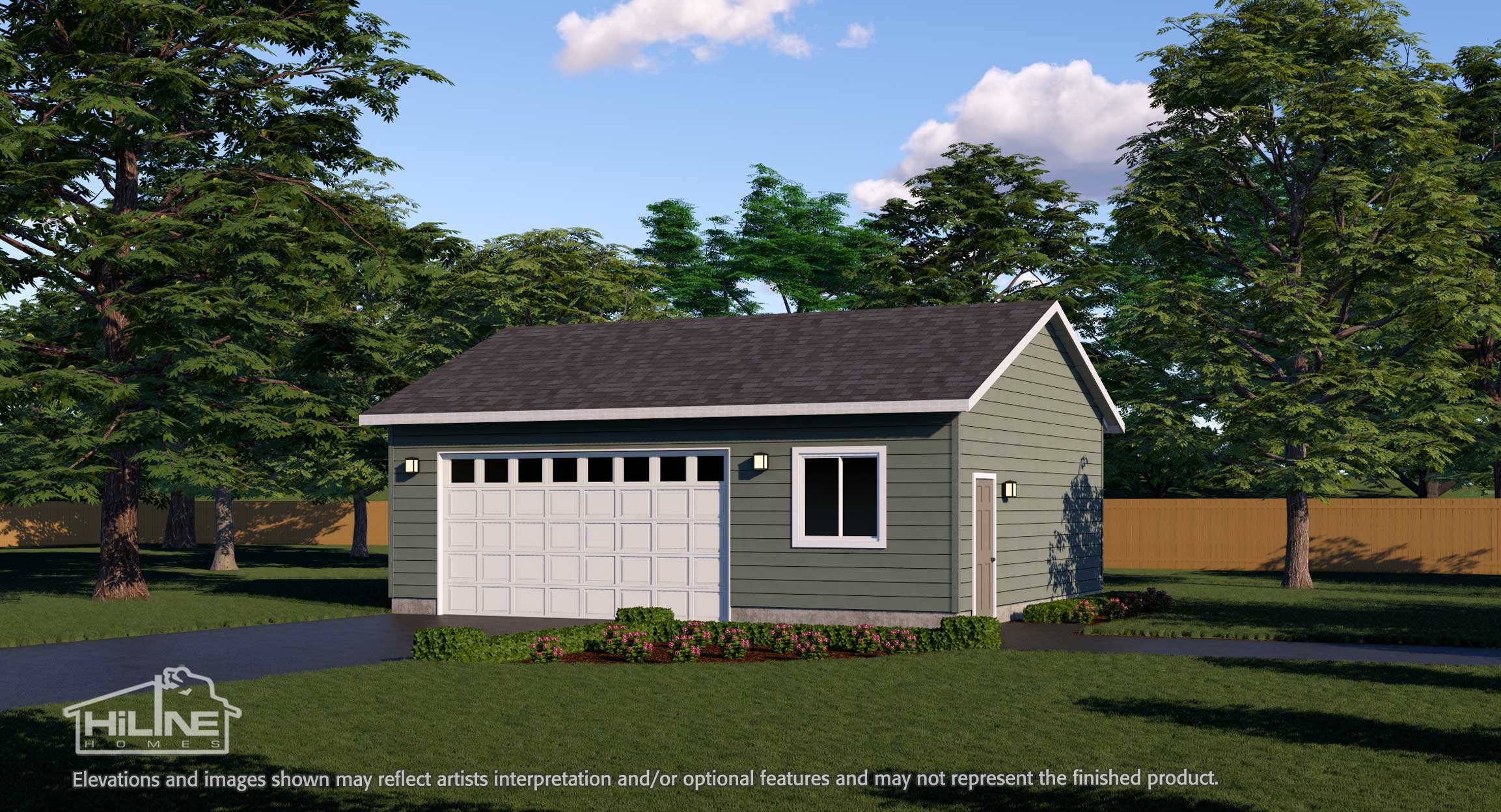 Image of HiLine Homes Garage Plan 720 Standard Rendering.