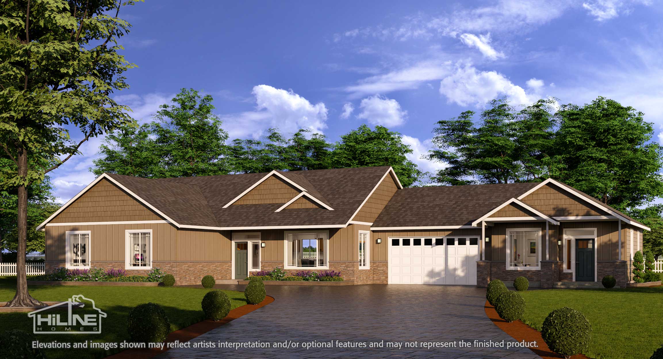 Image of Home Plan 2112 Enhanced Rendering with 500A ADU Attached.