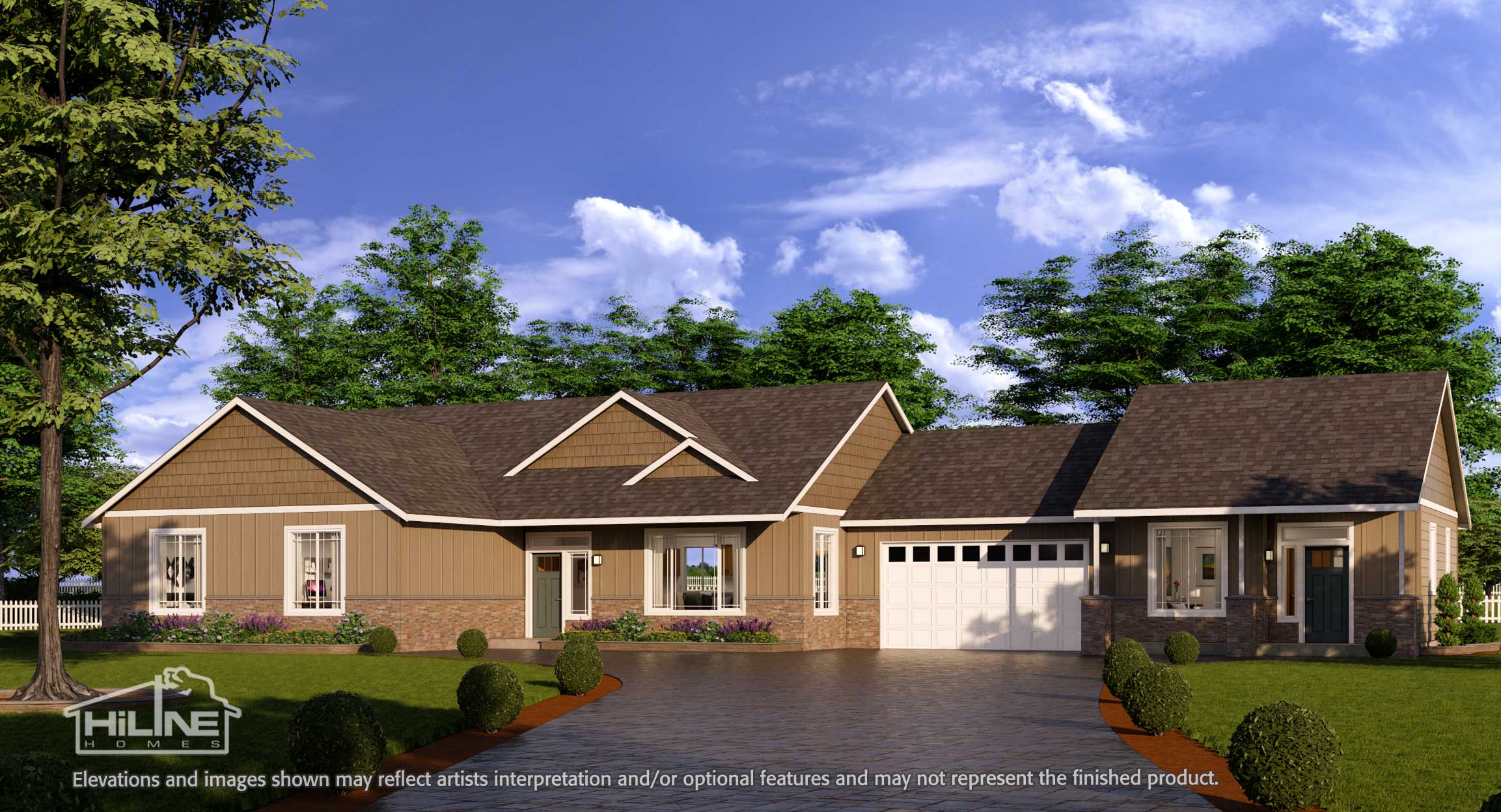 Image of Home Plan 2112 Enhanced Rendering with 500B ADU Attached.