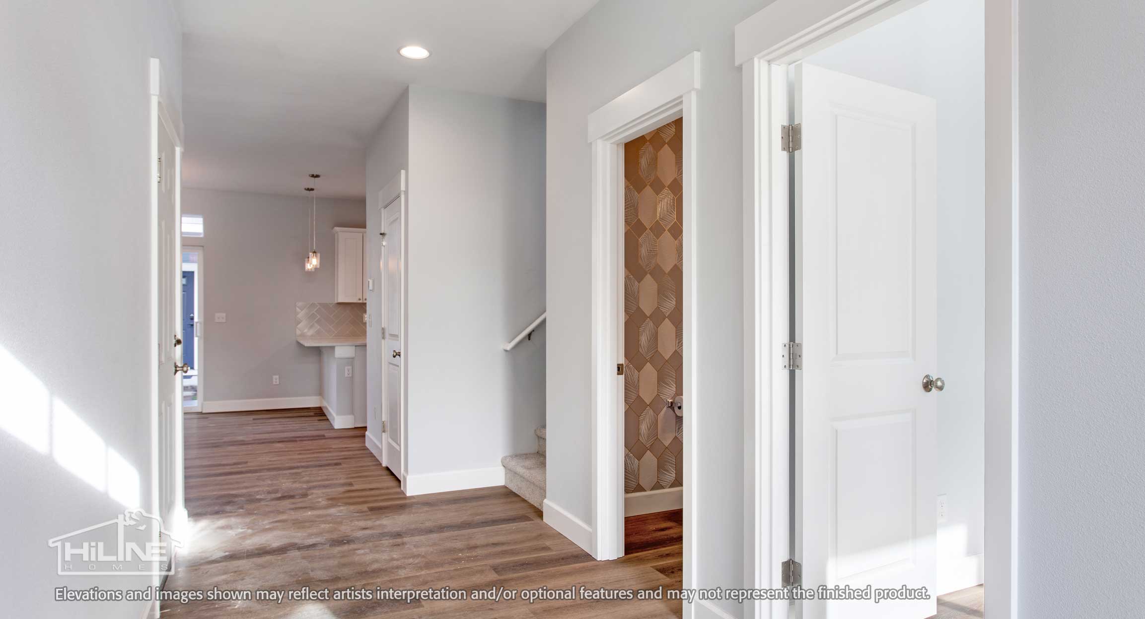 Image of Home Plan 2373 Entry Hallway with Office/Bedroom 5 Off to the Right.