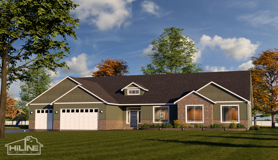 Image of HiLine Homes Plan 3464 Enhanced Rendering.