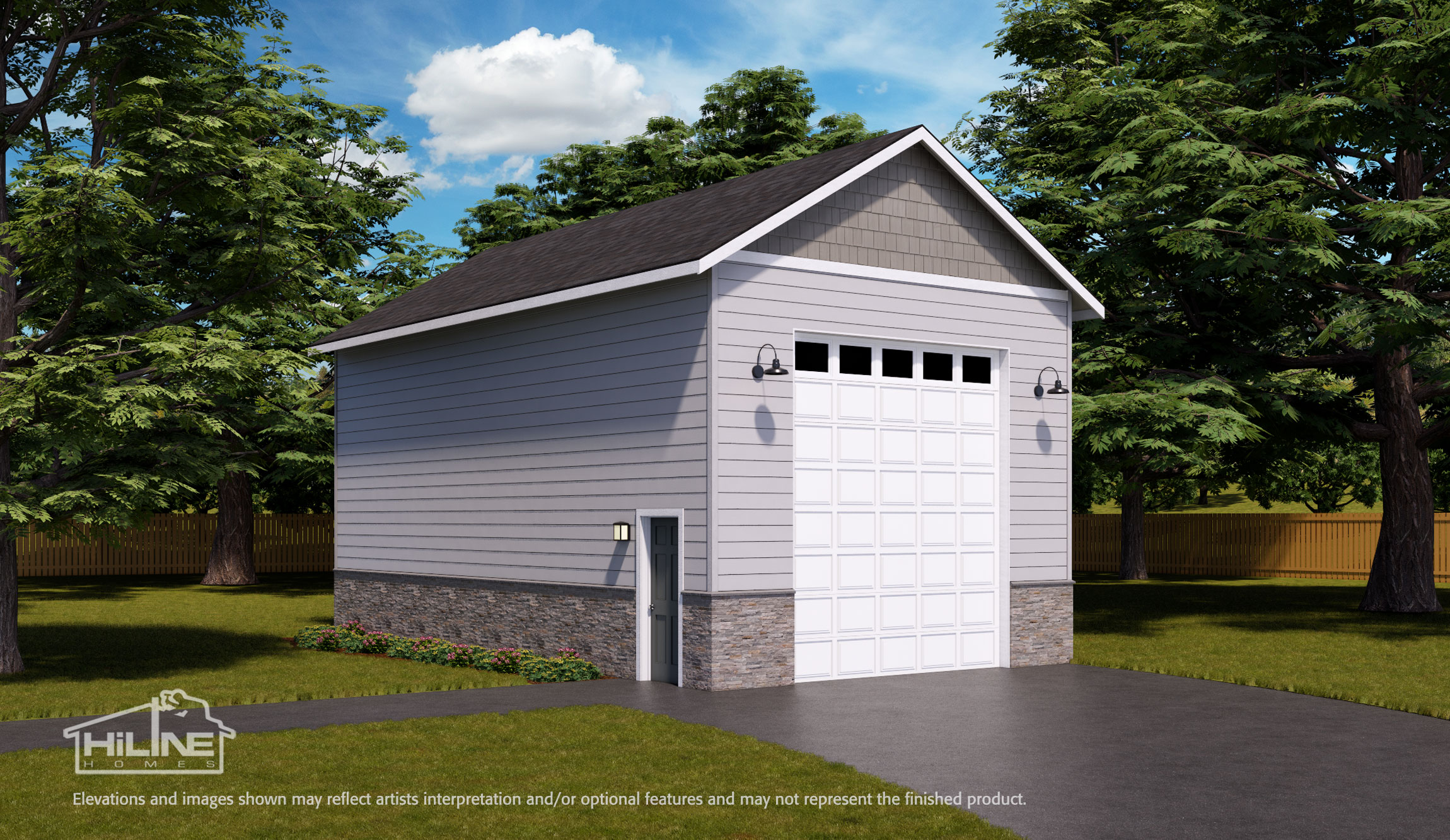 Image of HiLine Homes Garage Plan 720RV Optional Rendering.