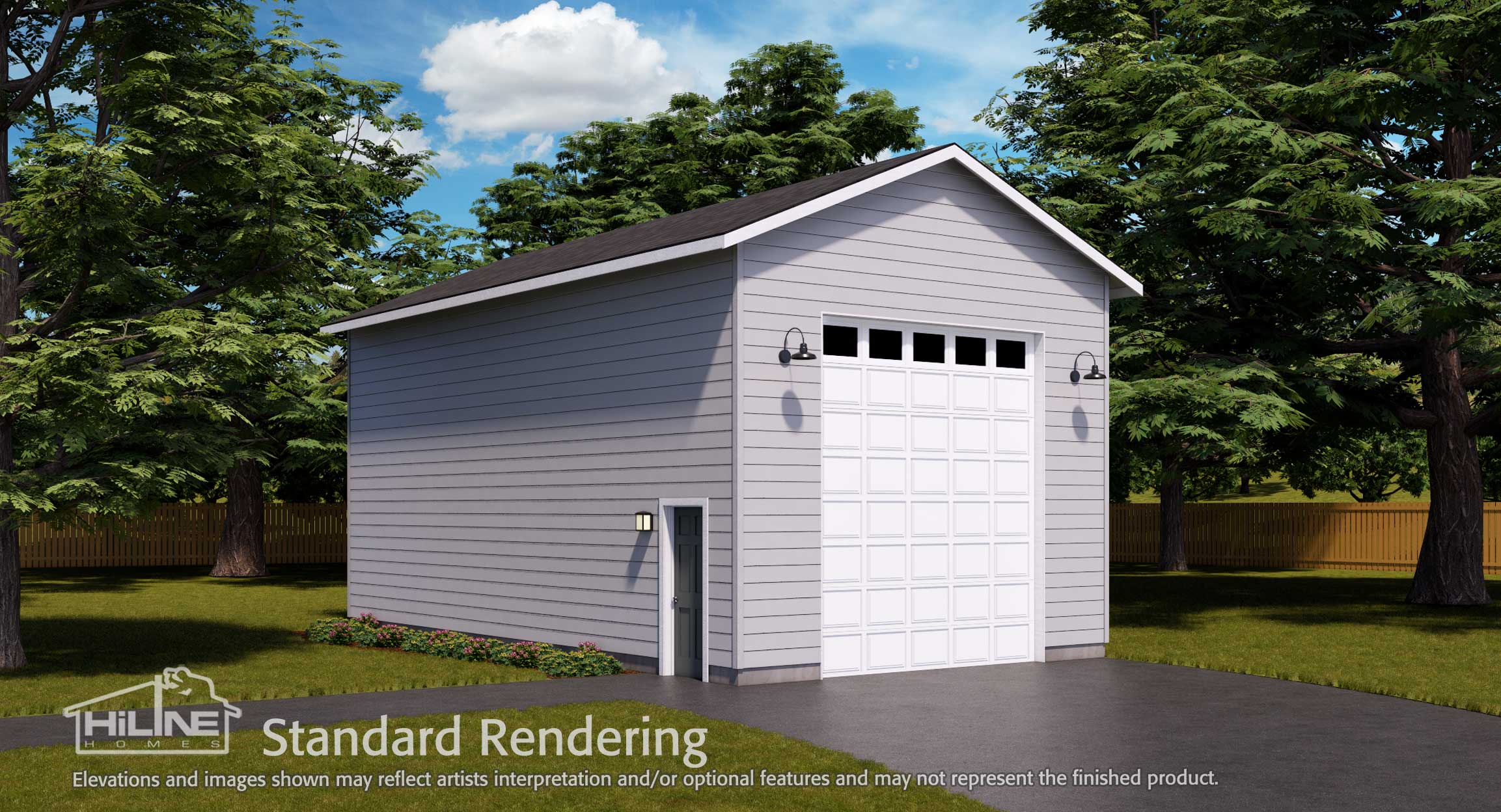 Image of HiLine Homes Garage Plan 720RV Standard Rendering.