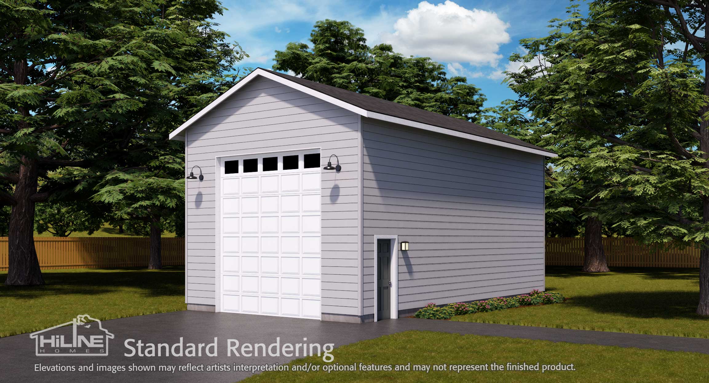 Image of HiLine Homes Garage Plan 720RV Standard Rendering.
