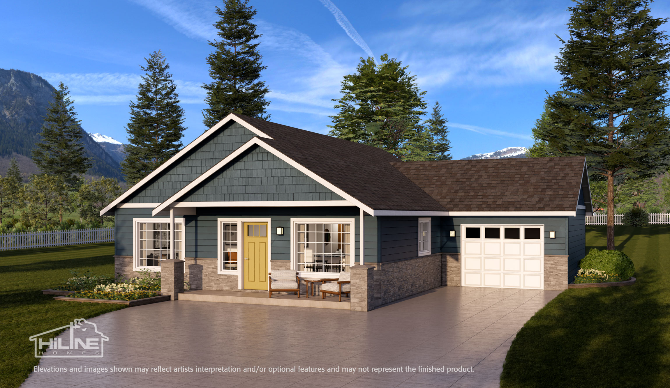 Image of HiLine Home Plan 1200 Optional Rendering.