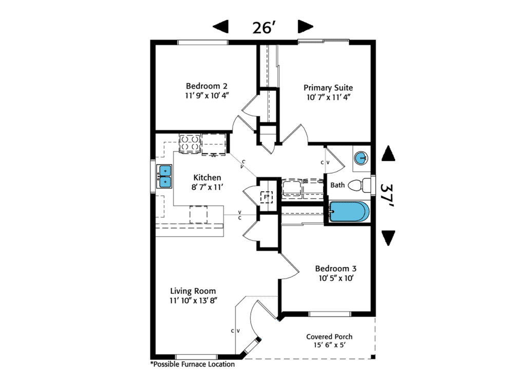 Home Plan 897A-L floor layout.