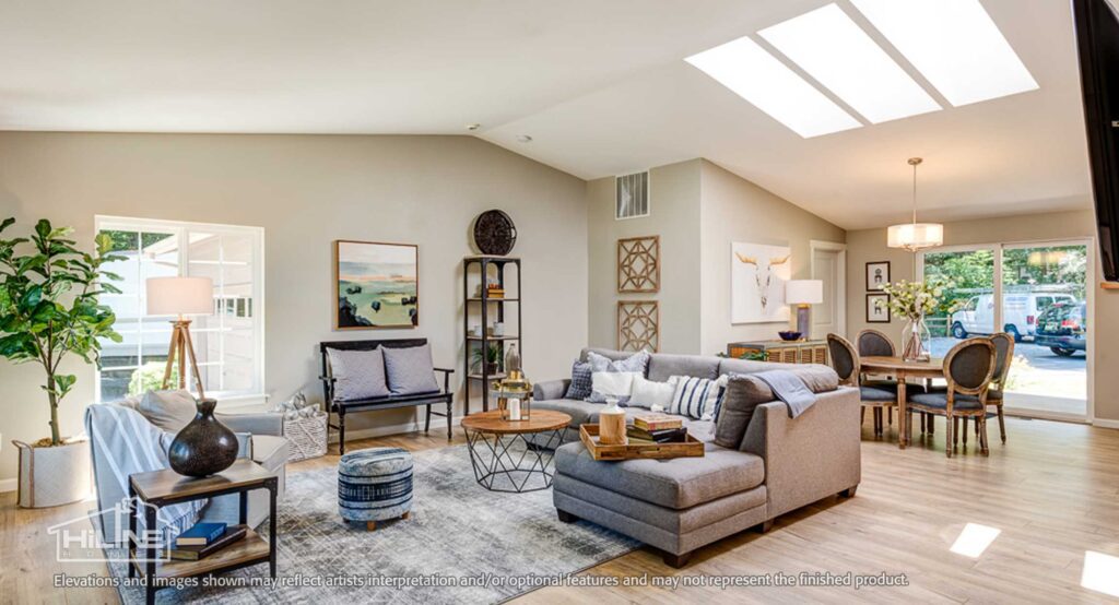 Home Plan 1716 Great room and dining.