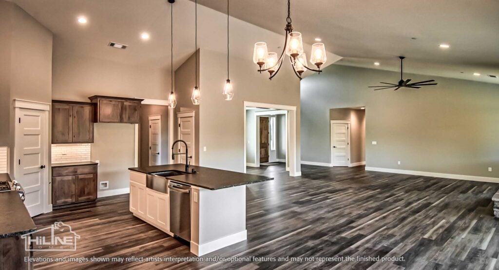 Home Plan 2592 kitchen and Great room.