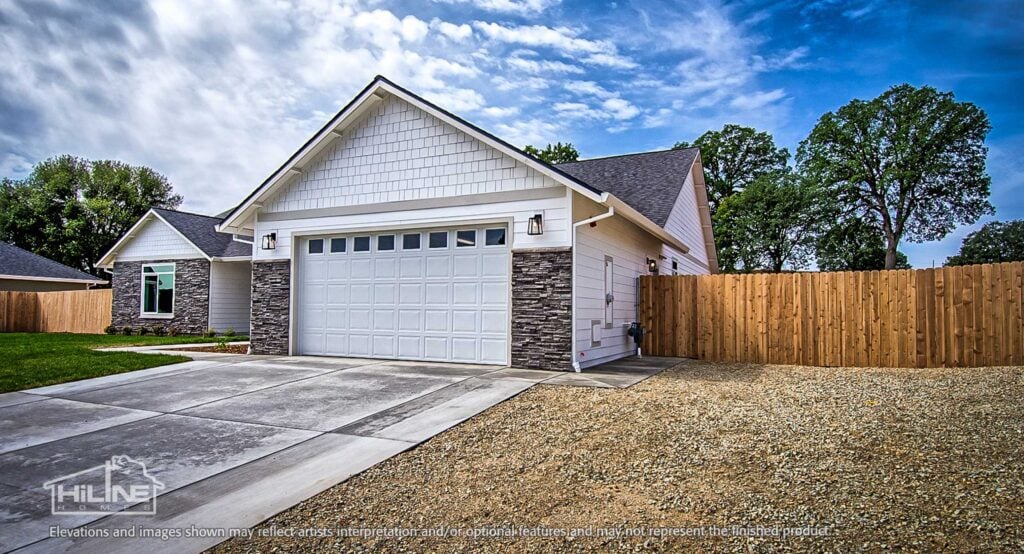 Home Plan 2592 front garage exterior.